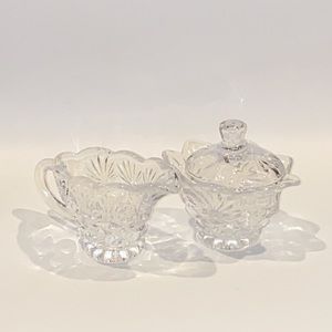 Godinger Crystal Creamer and Sugar Bowl with Lid Set